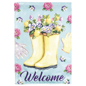 Garden Flag Floral Welcome Rain Boots