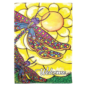 Dragonflies Welcome Double Applique Garden Flag