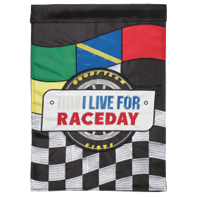 Checke Race Day Double Applique Plus Garden Flag