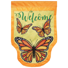 Monarch Butterfly Welcome Double Applique Garden Flag