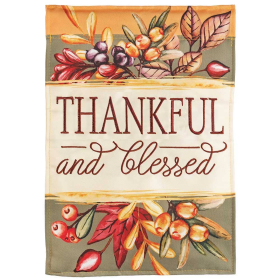 Thankful And Blessed Double Applique Plus Garden Flag