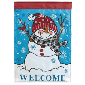 Snowman Welcome Double Applique Garden Flag
