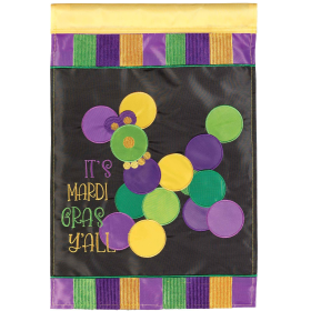 Mardi Gras Bead Dog Flag Garden