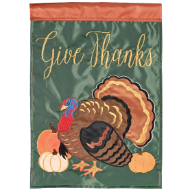 Garden Flag Give Thanks Turkey Pumpkins