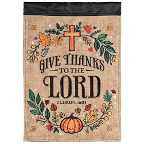 Garden Flag Give Thanks Fall Cross