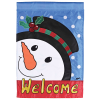 Garden Flag Welcome Snowman Holly Hat