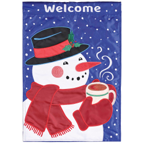 Garden Flag Hot Cocoa Snowman Welcome