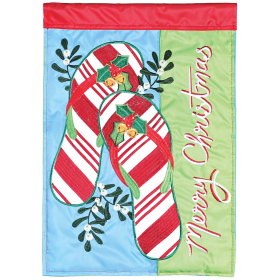 Garden Flag Merry Christmas Flip Flops