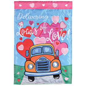 Garden Flag Truck Delivering Loads Love