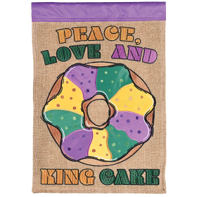 Garden Flag Burlap King Cake Peace Love