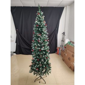 7.5 Feet Pre-decorated Pencil-shaped Christmas Tree - Foldable For Easy Storage - Elegant And Modern Style Artificial Christmas Tree