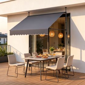 78inch Manual Retractable Patio Awning, Height Adjustable Sunshade Canopy With Crank Handle For & Balcony