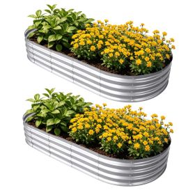 Sturdy Galvanized Steel Bed Wave Design For Flowers Succulents Fruit - Silver