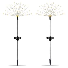 2Pcs Solar Powered Starburst Lights 240 LEDs Firework Lamp Garden Path Decor Lights (Option: kLight(Warm)