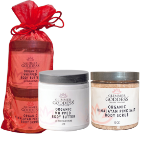 Organic Whipped Body Butter + Pink Salt Body Scrub Gift Set (size: 8 oz. Set)