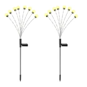 2Pcs Solar Firefly Lights Swaying Decorative Pathway Stake Lamp IP65 Waterproof Landscape Patio Yard Night Light (Option: White)