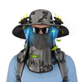 2 In 1 Solar Fan Hat UPF50+ Sun Hat With Fans Wide Brim Fishing Hat with Face Cover Neck Flap Solar USB Charging for Hiking Gardening Outdoor Work (Option: ArmyGreenInk)