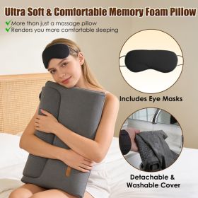 Neck Massager Pillow Ergonomic Massager Memory Foam Pillow with 3-Level Heating 3-Intensity Vibration 30Min Timer for Neck Back Shoulder Pain Relief (Option: Dark Grey 5596)
