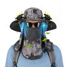 2 In 1 Solar Fan Hat UPF50+ Sun Hat With Fans Wide Brim Fishing Hat with Face Cover Neck Flap Solar USB Charging for Hiking Gardening Outdoor Work (Option: DarkGreyInk)
