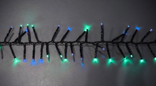 25' Long 760 count 3mm Cluster String Lights with Remote and Multi Function Effects (Option: Blue/Green)