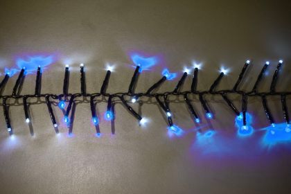 25' Long 760 count 3mm Cluster String Lights with Remote and Multi Function Effects (Option: White/Ice Blue)