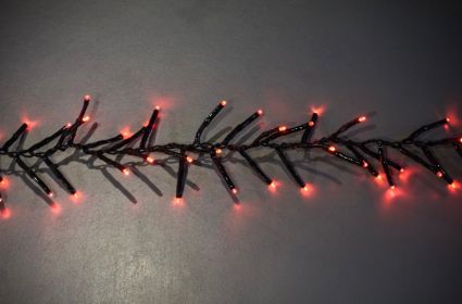 25' Long 760 count 3mm Cluster String Lights with Remote and Multi Function Effects (Option: Red)