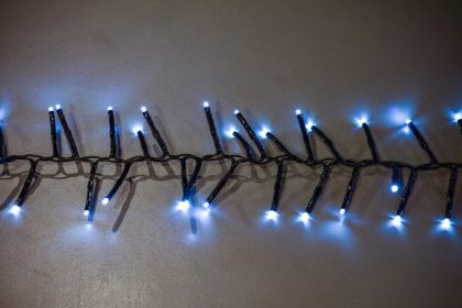 25' Long 760 count 3mm Cluster String Lights with Remote and Multi Function Effects (Option: White)