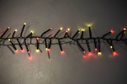 25' Long 760 count 3mm Cluster String Lights with Remote and Multi Function Effects (Option: Warm White/Red)