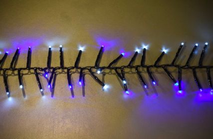 25' Long 760 count 3mm Cluster String Lights with Remote and Multi Function Effects (Option: Blue/White)