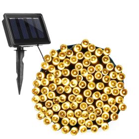 12M 100 LEDs Solar String Fairy Lights Outdoor String Lamps Garden Xmas Decor Lamp (Option: WarmWH)