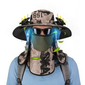 2 In 1 Solar Fan Hat UPF50+ Sun Hat With Fans Wide Brim Fishing Hat with Face Cover Neck Flap Solar USB Charging for Hiking Gardening Outdoor Work (Option: KhakiInk)
