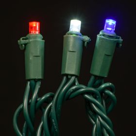 LED Concave 5MM Light Set, 70 Ct, 6" Spacing, 3 Wire (Option: Red/White/Blue)