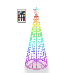 LED Smart Christmas Cone Tree Outdoor Lighted Christmas Tree Light with App Control Remote Control IP44 Waterproof Timer 210 Modes for Indoor Outside (Option: 1.8M)