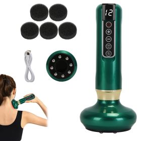 Anti Cellulite Massager Handheld Vacuum Suction Cupping Kit Beauty Tool with 12 Suction Mode 12 Heating 20Mins Auto-Off One-Key Pressure Release for A (Option: Green)