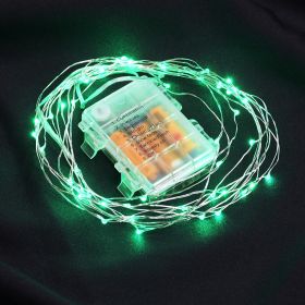 Wire Lights 50 Bulbs Battery Operated (Option: 16' lengthGreen)