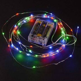 Wire Lights 50 Bulbs Battery Operated (Option: 16' lengthMulti Color)