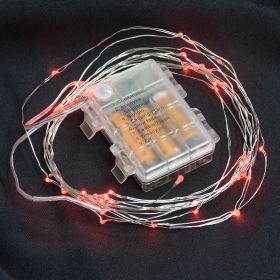Wire Lights 50 Bulbs Battery Operated (Option: 16' lengthRed)